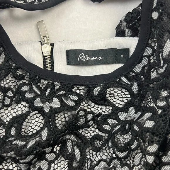 Reitmans Black & White undertone Floral Lace Sleeveless Sheath Dress Sz:2 - Picture 9 of 9